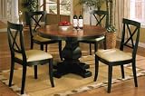 5pc Antique Style Black Finish Wood Round Dining Table & 4 Chairs Set
