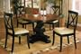 5pc Antique Style Black Finish Wood Round Dining Table & 4 Chairs Set