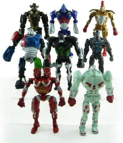 8Pcs / Lot Real Steel Zeus Twin Cities Robot Atom Midas Noisey Boy Toy Lighting Led 13cm Action Figure for Gift