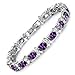 MENSO Bridal Wedding White Gold Plated Crystal Rhinestone Cubic Zirconia Charm Tennis Bracelet Bangle Purple