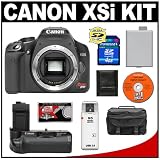 Canon EOS Digital Rebel XSi 12.2-Megapixel SLR Camera (BLACK) with Canon BG-E5 Battery Grip + LP-E5 Battery + Case + Cameta Bonus Accessory Kit