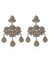 925 Sterling Silver Cz Handmade Designer Dangle Females Gold Plated New Fashion Style Earrings Jewelry