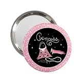 2.25 Inch Handbag Mirror of Princess Accessories (Purse, Gloves, Pearl Necklace, Beautiful, Cartoon, Disney, Barbie, Fairy, Island, Magical, Belle, Cinderella, Costume, Doll, Wedding)