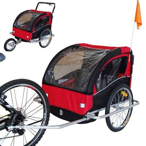 Children Bicycle Trailer & Jogging Stroller Combo-red/black Picture