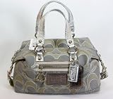Coach Lurex Signature C Satchel Shoulder Bag Handbag Purse Style 15861 ~ Dove Gray