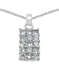 0.9 Carat Genuine Aquamarine 925 Sterling Silver Pendant