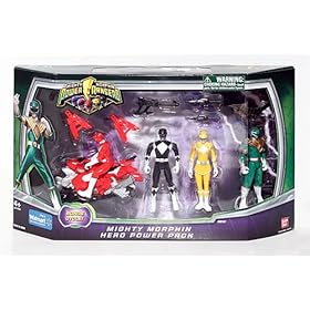 Power Rangers Mighty Morphin Exclusive Hero Power Pack 4 Rangers Bonus Cycle!