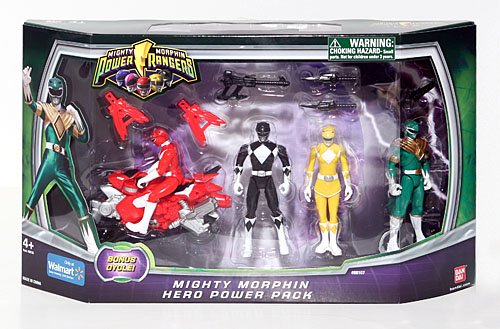 Power Rangers Mighty Morphin Exclusive Hero Power Pack 4 Rangers Bonus Cycle!