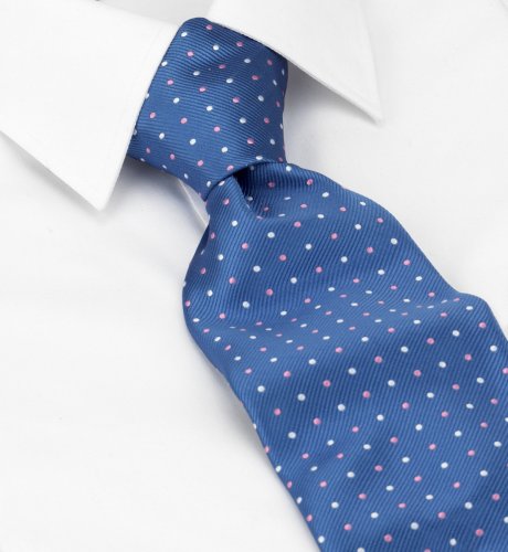 Machine Washable Blue and White Spot Tie