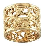 14k Gold Wide Filigree Ring Also Makes Very Unique & Beautiful Wedding Band Size 8