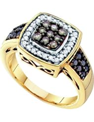 0.50CTW COGNAC DIAMOND LADIES FASHION RING