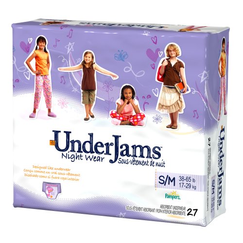 Pampers UnderJams Night Wear For Girls, Size S/M (38-65 Lbs), 27-Count Packages (Pack of 3)