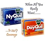 Vicks Non Drowsy DayQuil and NyQuil Cold and Flu Multi-Symptom Relief, For Aches, Fever, Cough, Sneezing and Runny Nose 24 HOUR PROTECTION (2 Bottles) 120 LiquiCaps