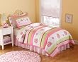 Crazy Pink Ladybug Twin Size Quilt with Pillow Sham