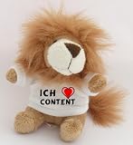 Produkt-Bild: Pl&uuml;sch L&ouml;we Schl&uuml;sselhalter mit einem T-shirt mit Aufschrift mit Ich liebe Content