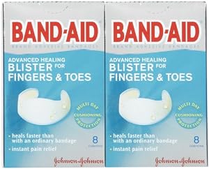 Band-Aid Brand Adhesive Bandages, Advanced Healing Blister Cushions for Fingers & Toes, 8-Count Boxes (Pack of 2)