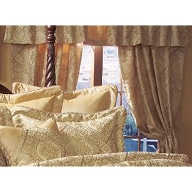 Imperial Gold Curtain Set w  Valance Sheer Tassels by KingLinen