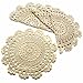 kilofly Handmade Crochet Round Cotton Lace Table Placemats Doilies Value Pack [Set of 4], Medallion, 9.8 x 9.8 inch, Beige
