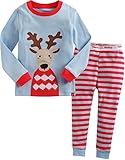 [Vaenait Baby]キッズ12ヶ月-9歳綿100％ルームウェア長袖パジャマ寝間着上下セット Reindeer 110