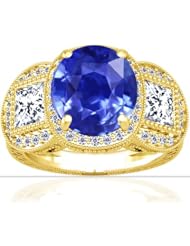 14K Yellow Gold Oval Cut Blue Sapphire Setting