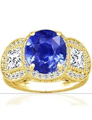 18K Yellow Gold Oval Cut Blue Sapphire Setting