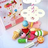 Ajusen お家 おもちゃ 知育玩具 ままごと 子供用 木製 フルーツ デザート 三層