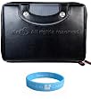 Black Leather Carrying Case for Amazon Kindle 2 + BONUS Courage*Wisdom Wristband