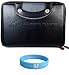 Black Leather Carrying Case for Amazon Kindle 2 + BONUS Courage*Wisdom Wristband