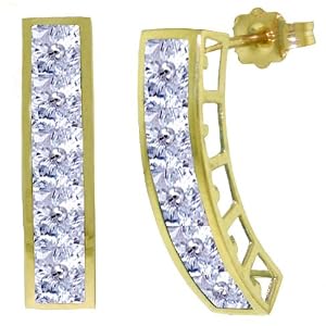 14k Gold Pin Earrings with Genuine Aquamarines by 