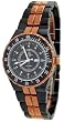 Oniss #ON8103-LRG Women's Midsize Rose Gold Trim Black Ceramic Watch