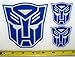 Transformers - Autobot Set of 3 HQ Single Color Dark Blue Vinyl Sticker Decals