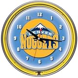 Denver Nuggets NBA Chrome Double Ring Neon Clock