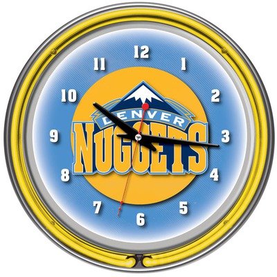 Denver Nuggets NBA Chrome Double Ring Neon Clock