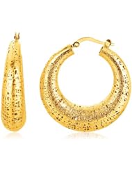 Italian Design 14K Yellow Gold Woven Snap Lock Hoop Earring