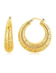 Italian Design 14K Yellow Gold Woven Snap Lock Hoop Earring
