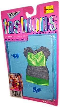 Totsy Flair Fashions Boutique for Barbie, Flair, Sandi & 11.5" Dolls 1980's Dayglo Green Denim Mini Dress Summer Outfit
