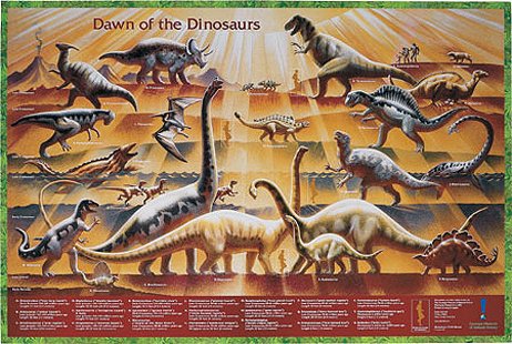 51qYaSRFBBL THE DAWN OF THE DINOSAURS! COLORFUL LAMINATED DINOSAUR EDUCATIONAL POSTER   CHART!