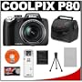 Nikon Coolpix P80 10.1 Megapixel Digital Camera with 18x VR Optical Zoom & 2-Year Extended Service Coverage + Card Reader + Spare EN-EL5 Battery + Digital Camera Case