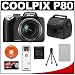 Nikon Coolpix P80 10.1 Megapixel Digital Camera with 18x VR Optical Zoom + Card Reader + Spare EN-EL5 Battery + Digital Camera Case