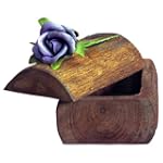 EXP Hand-carved Teak Wood Jewelry / Gift Box With Mounted Purple Rose (Thailand)