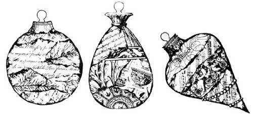 3 VINTAGE CHRISTMAS ORNAMENTS MOUNTED WOODEN STAMPS for CRAFTERS