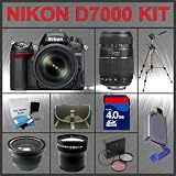Nikon D7000 DSLR 16.2MP Camera Kit with 18-55mm f/3.5-5.6G VR AF-S DX Nikkor Lens + Tamron 70-300mm f/4-5.6 Di LD Macro Autofocus Lens for Nikon AF + Huge Accessories Package Including Wide Angle Macro Lens + Telephoto Lens + 4gb SDHC Memory Card + Hi-Speed SD Card Reader + 53'' Tripod + LCD / Lens Cleaner Kit + 3 Piece Lens Filter Kit + Carrying Case + Kit