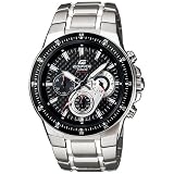 Casio Men's EF552D-1AV Silver Stainless-Steel Quartz Watch with Black Dial
