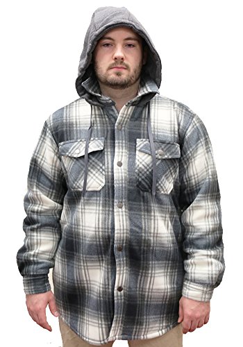 Woodland Supply Co. Men's Plaid Flannel Thermal Lined Heavy Warm Hoodie Jacket
