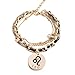 Jewelry Womens Link Bracelet, Constellation Zodiac Sign Logo Charms, Adjustable Size Bangle