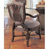 Padmas Plantation 1413PATOA Pineapple Dining Arm Chair in Toast Fabric Base White