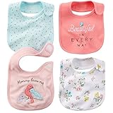 カーターズ Carter's マジックテープタイプ 女の子用　バタフライガーデン　スタイ　よだれかけ　4枚セット　ビブ 出産祝い [並行輸入品]