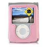 yooZoo 2-Tone Leather Flip Case for Apple iPod Nano 3G with Magentic Enclosure - Petal Pink/Misty Gray