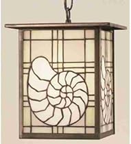 Meyda Tiffany - 47765: Verdi Washed Copper - 9"Sq Nautilus Lantern Pendant