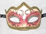 Pink Gold Colombina Punta Riga Venetian Masquerade Mask
